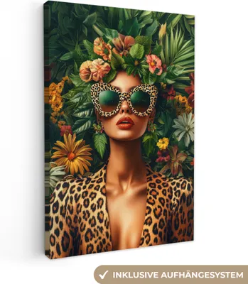 Obrázek produktu pro Nástěnná dekorace 40x60 cm - Žena - Panther print - Džungle - Příroda -  plátěné obrazy, malby, nástěnné dekorace