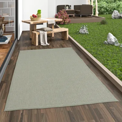 Produktbild von In & Outdoor Teppich Flachgewebe Marbella Grün Uni, Größe:80x150 cm