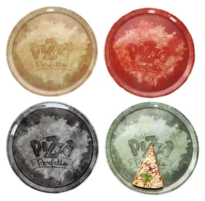 Produktbild von 4tlg Set Perfetto Pizzateller Ø 31,5 cm Gelb Grün Rot Schwarz Platte
