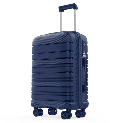 Produktbild von GENTOR Koffer Reisekoffer Hartschalenkoffer Travel Trolley Rollkoffer Handgepäck 4 Rollen TSA-Schloss Dunkelblau L 44 x 24 x 64 cm