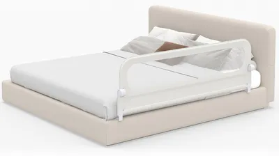 Image de Barrière de lit pliable COSTWAY, barrière de lit avec housse Oxford amovible, cadre en U et sangle, barrière de sécurité pour enfants, protection anti-chute, blanc