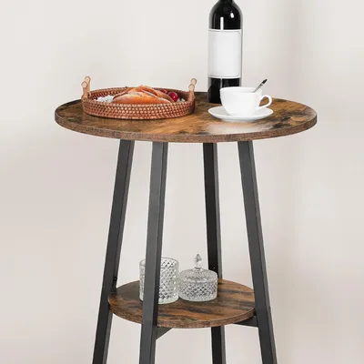 Produktbild von Bartisch rund hoch mit 2 Ebenen, kleiner Stehtisch für Küche, Wohnzimmer und Bar