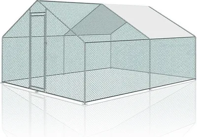 Immagine prodotto di Jopassy pollaio all'aperto grande casa per polli tetto recinto ruspante pollame con telaio in acciaio zincato PE e porta con serratura 3 x 4 x 2 m