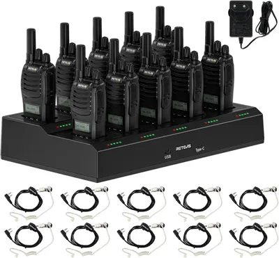 Produktbild von Retevis H777D Funkgeräte Professional, Walkie Talkie mit 10-Wege-Ladegerät, PMR Funkgerät LCD-Display, 1200 mAh Akku, Typ-C-Ladung, für Sicherheit