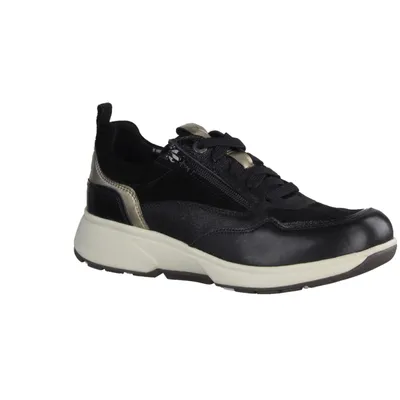 Produktbild von Xsensible GrenobleBlack Combi Damen Sneaker mit Dämpfung, Bequem - Damenschuhe Bequeme Schnürschuhe, Schwarz, leder (stretchleder)