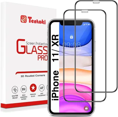 Immagine prodotto di Pellicola protettiva in vetro blindato Tentoki per iPhone 11 XR - Confezione da 2