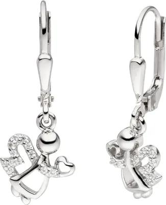 Produktbild von Ohrhänger Engel Engelchen 925 Silber mit 24 Zirkonia Ohrringe Ohrschmuck