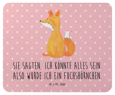 Produktbild von Mr. & Mrs. Panda Mousepad Einhorn Wunsch - Rot Pastell - Geschenk, Mauspad, Unicorn, laptop, mousematte, Fuchshörnchen, Füchse, Mouse Pad, Unicorns, Fuchs, pc, Einhörner