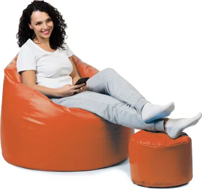 Produktbild von sunnypillow Premium XL Sitzsack mit Hocker Outdoor & Indoor mit 160L Styropor Füllung Sessel für Kinder & Erwachsene Sitzkissen Sofa Beanbag viele Farben zur Auswahl Orange