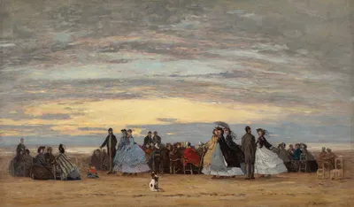 Produktbild von Legendarte - Kunstdruck auf Leinwand - La Plage à Villerville Eugène Boudin - Wanddeko, Canvas cm. 60x100