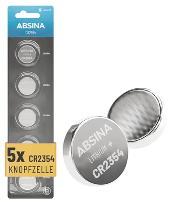 Produktbild von ABSINA CR2354 Batterie 3V Lithium - CR 2354 Knopfzelle - 5er Pack CR 2354 3V Lithium Batterie mit langer Haltbarkeit