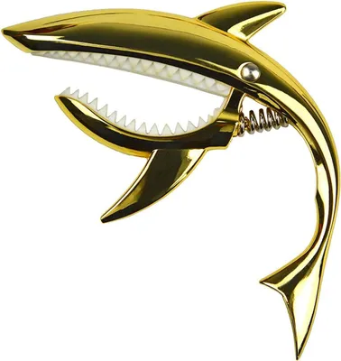 Image de Haaiencapo Guitare - Pince de réglage d'accordage - Création musicale - Forme unique de requin - Longueur : 110 mm - Or
