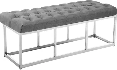 Produktbild von Sitzbank Amun, gepolstert, gesteppter Sitzbezug, grau Stoff, Edelstahlgestell, 120x38x46 cm