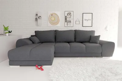 Produktbild von 99rooms Antalya Ecksofa Strukturstoff NEVE Anthrazit Links mit Schlaffunktion