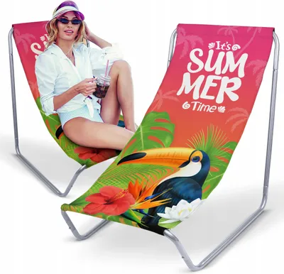 Produktbild von Liegestuhl klappbar aus Metall mit It's Summer Time Motiv – Klappstuhl Klappliege Sonnenstuhl Strandstuhl Gartenliege