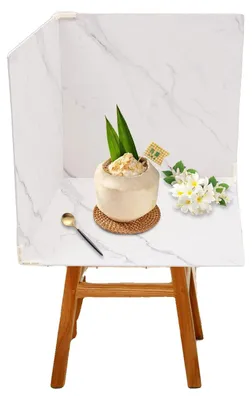 Immagine prodotto di Sfondo fotografico, motivi su entrambi i lati, materiale in PVC resistente, effetto marmo bianco