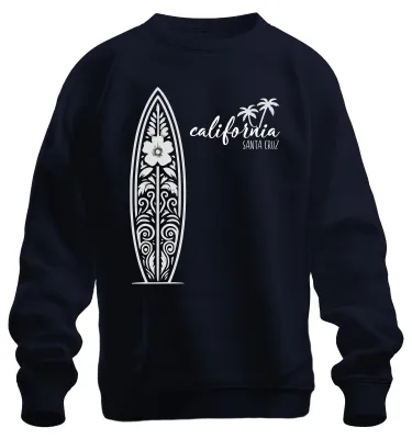 Immagine prodotto di California Santa Cruz Surfbretter Surfen Palmen Strand Vintage Unisex Felpa Pullover, Navy, S