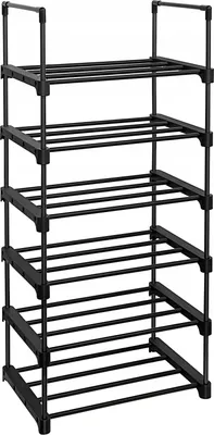 Zdjęcie produktu dla Regał na Buty Modułowy Metalowy Stojak 6 Półek Do Korytarza - Czarny