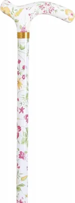Immagine prodotto di Garcia 1880 Bastone regolabile – Bianco con motivo floreale – Regolabile da 77 a 99 cm – Alluminio – Impugnatura Petit Derby – Mani piccole