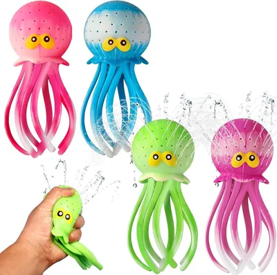 Produktbild von Wasserballonset Tintenfischform, 4-teilig, mit Wasserpumpeneffekt, für Schwimmbad