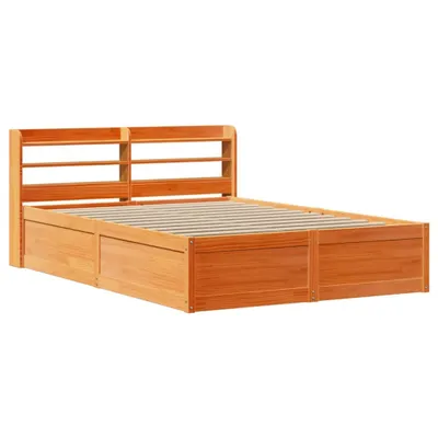 Image de Cadre de lit avec tête de lit cire marron 140x190cm bois de pin