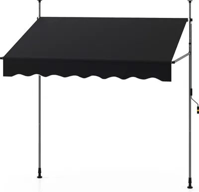 Produktbild von COSTWAY Klemmmarkise 200 cm breit, Balkonmarkise Outdoor ohne Bohren mit Handkurbel, Markise Sonnenschutz höhenverstellbar UV-beständig Schwarz