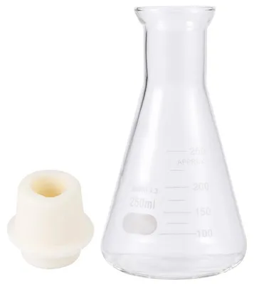 Erlenmeyerkolben 250 ml, Glas, konisch, mit Stopfen, transparent