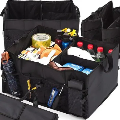 Produktbild von Famanu Kofferraumorganizer Faltbox mit Multifunktionalen Fächern - Schwarz