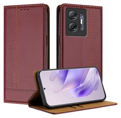 Obrázek produktu pro Pouzdro pro Infinix Hot 30 5G kožené flipové pouzdro s funkcí stojánku Tmavě červená