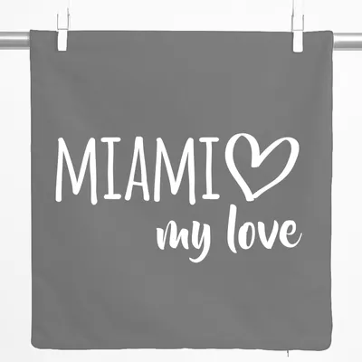 Produktbild von Huuraa Kissenbezug Miami my love 40x40cm Steel Grey Baumwolle Dekokissenbezug Geschenkidee