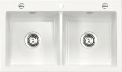 Produktbild von Systemceram KeraDomo Spüle MERA TWIN F in GRÖNLAND mit Excenterbedienung / Keramikspüle