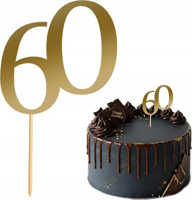 Immagine prodotto di Decorazione dorata per torte numero 60 - Anniversario e compleanno