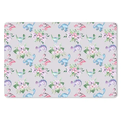 Produktbild von MuchoWow® Schreibtischunterlage Kinderzimmer - Dinosaurier - Grau - Mädchen - Kinder - Rosa 60x40 cm - XXL Mauspad - Großes Mauspad