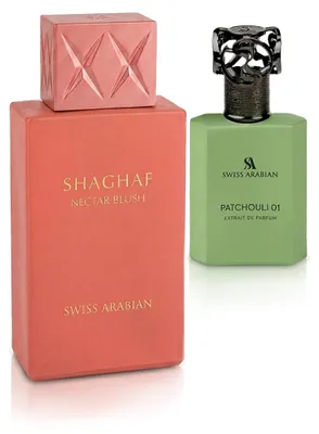 Immagine prodotto di Swiss Arabian Shaghaf Nectar Blush, estratto di profumo, Patchouli 01, 50 ml + Eau de Parfum Shaghaf, 75 ml, UNISEX, Immagine generata dall'IA