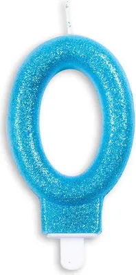 Produktbild von Glitzer Zahlenkerze in Blau 0