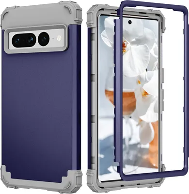 Produktbild von Handyhülle für Google Pixel 7 Pro Hybrid 3 in 1 PC TPU Stossfest Robust Hülle Blau