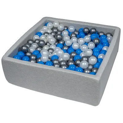 Produktbild von Bällebad für Kinder, 90x90 cm, Spielplatz + 450 Perlenbälle, blau, silber
