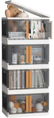 Produktbild von Große Aufbewahrungsbox - Stapelbare Boxen mit Deckel - 72 l - 4 Stück - Faltbar mit Rädern