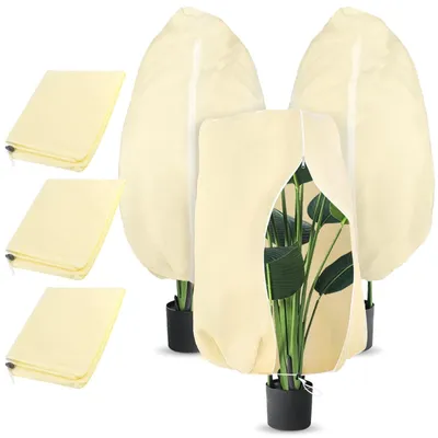 Produktbild von Pflanzenschutzvlies Frostschutzvlies Winterschutz - 100 x 80 cm - 70 g/m² - 3 Stück - Mit Reißverschluss und Zugband