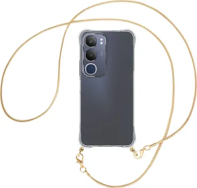 Produktbild von Handykette Backcover-Schutzhülle mit Band (Metall goldfarben) für Vivo Y19S 4G - goldfarbene Snake-Kette
