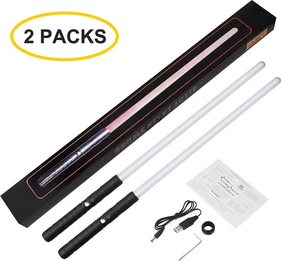 Produktbild von RGB 7-Farben-Farbwechsel-Lichtschwert mit Fx-Sound (2er-Pack)