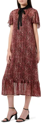 Produktbild von FENIA Damen Midikleid mit Leoprint 19223977-FE02, Rot, S