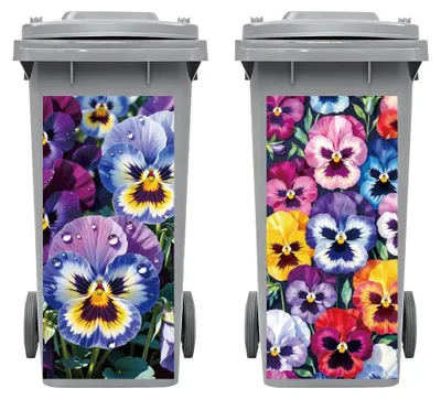 Productafbeelding van Stickervel Bloemen - 2 Vellen - Decoratieve Stickers - Voor Prullenbak en Meubels - Viooltjes