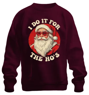 Immagine prodotto di I Do It For The Ho's Father Christmas Heart Glasses Natale Felpa Unisex Pullover, Borgogna, XL