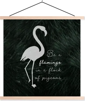 Produktbild von MuchoWow® Textilposter Flamingo - Vogel - Zitate 40x40 cm mit holzfarbenen Rahmen - Posterleiste