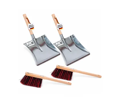 Produktbild von 2-teiliges Kehrschaufel-Set mit Langstiel, Handfeger & Metall-Kehrschaufel