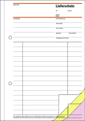 Produktbild von SIGEL SD012 Lieferscheine, mit Empfangsschein, 1., 2.+ 3. Bl. bedr., A5, selbstdurchschreibend, 3 x 40 Blatt