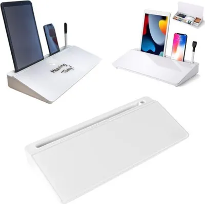 Produktbild von Schreibtisch Organizer, Desktop Whiteboard mit Aufbewahrung, Abwischbar, To Do Liste, Notizblock und Tastaturständer für Homeoffice - DESKNOTE