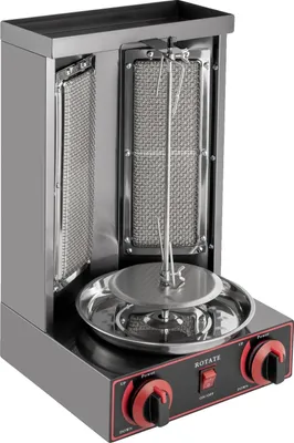 Obrázek produktu pro Vertikální plynový gril, 2 hořáky, mechanické ovládání, černý