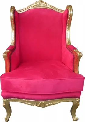 Produktbild von Casa Padrino Barock Lounge Thron Sessel Rot / Gold - Ohren Sessel - Ohrensessel Tron Stuhl